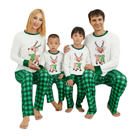 

Christmas Pajamas for Family Cartoon Deer Print Tops + Pants Set