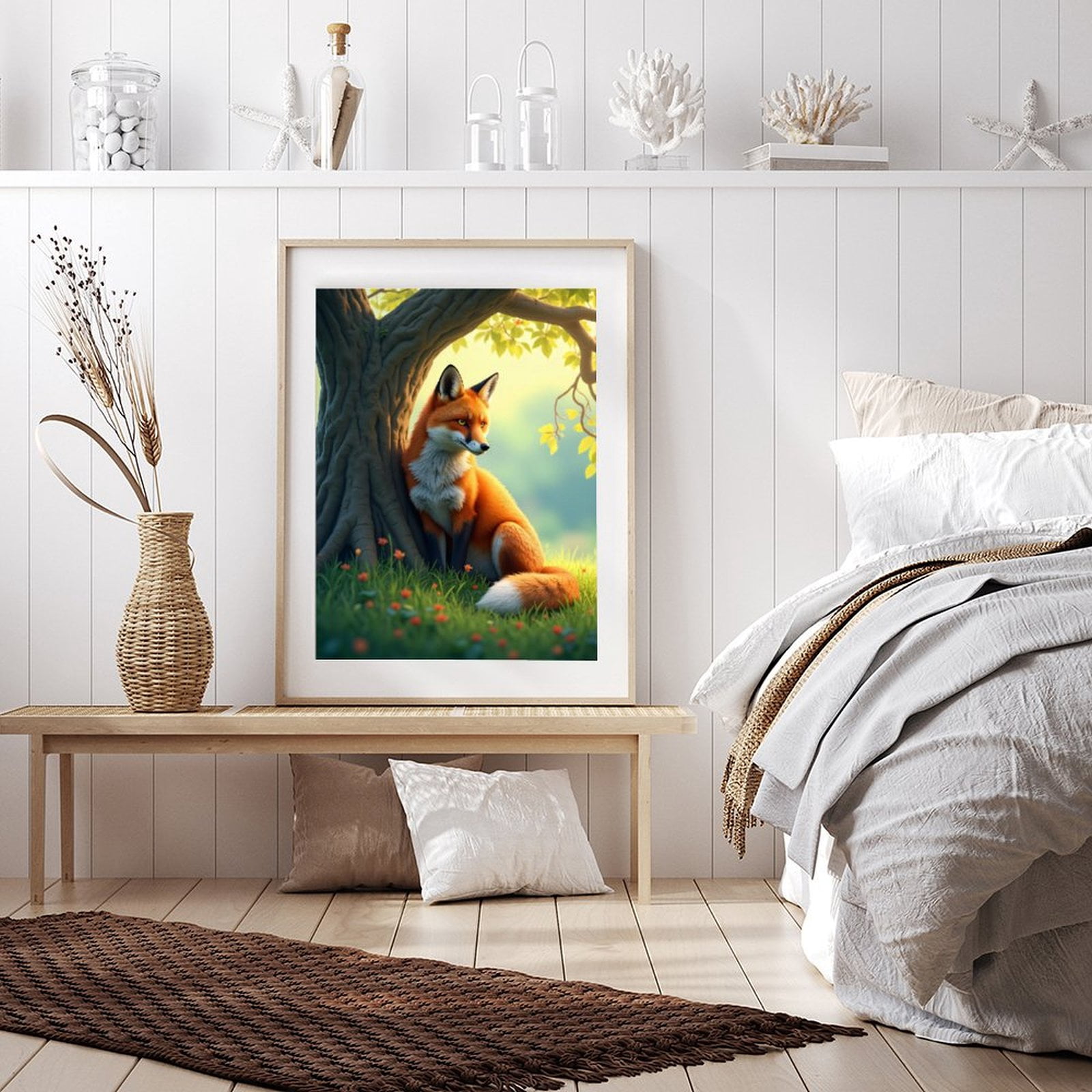 Diamond Art Kits for Adults - 5d Fox Under Tree In Sunny Meadow Diamond Painting for Adults, Diamond Art for Adults Beginners, Diamond Painting Kits for Adults for Home Wall Decor