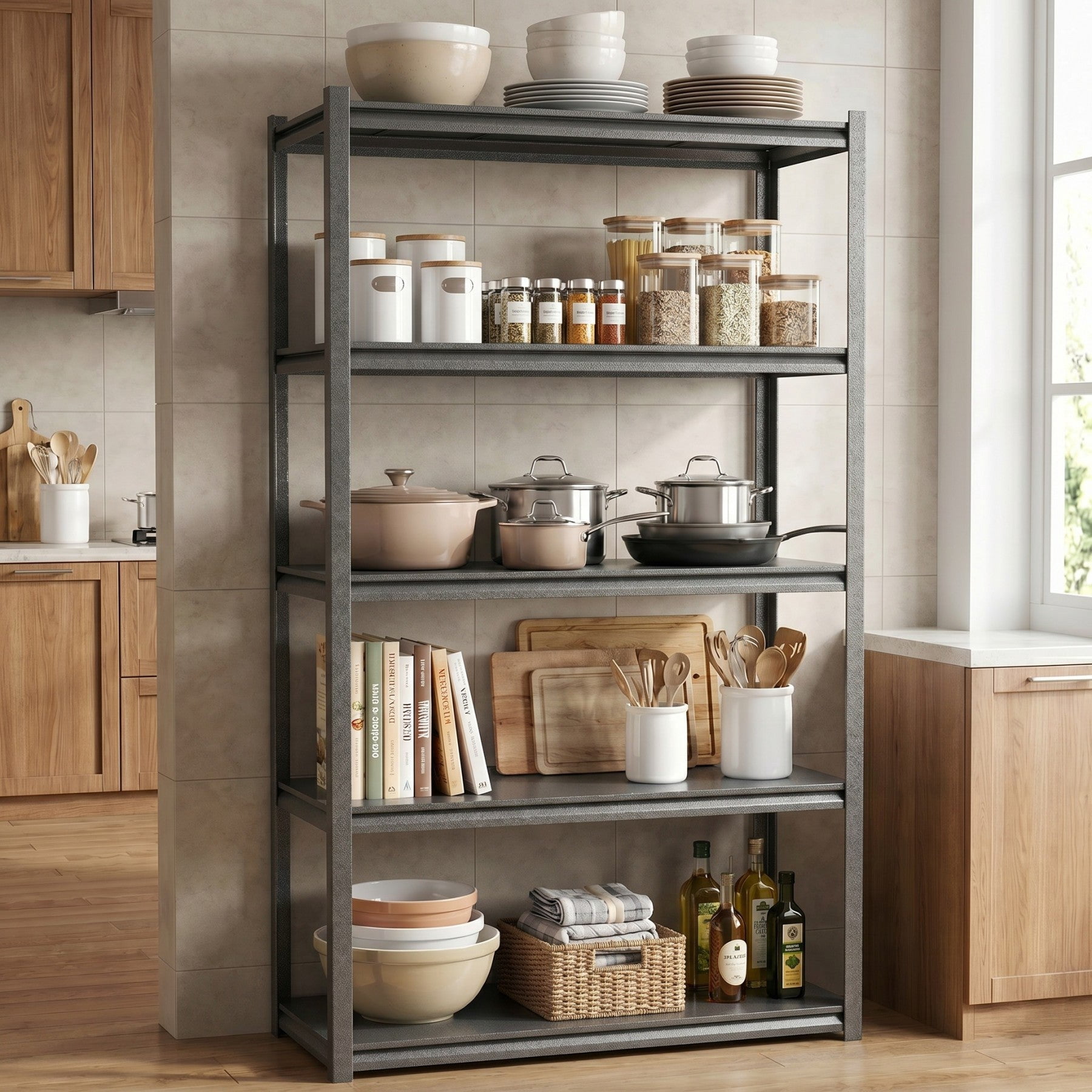 Sailvan 1650LBS Heavy Duty Garage Shelving, 5-Tier Adjustable Metal Storage Shelves, Industrial Steel Utility Rack, 36"W x 16"D x 72"H,Black
