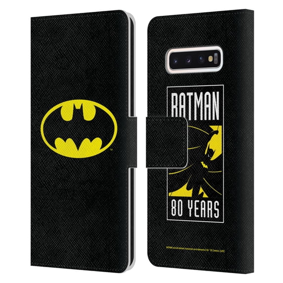 Head Case Designs Officially Licensed Batman DC Comics Logos Classic Leather Book Wallet Case Cover Compatible with Samsung Galaxy S10