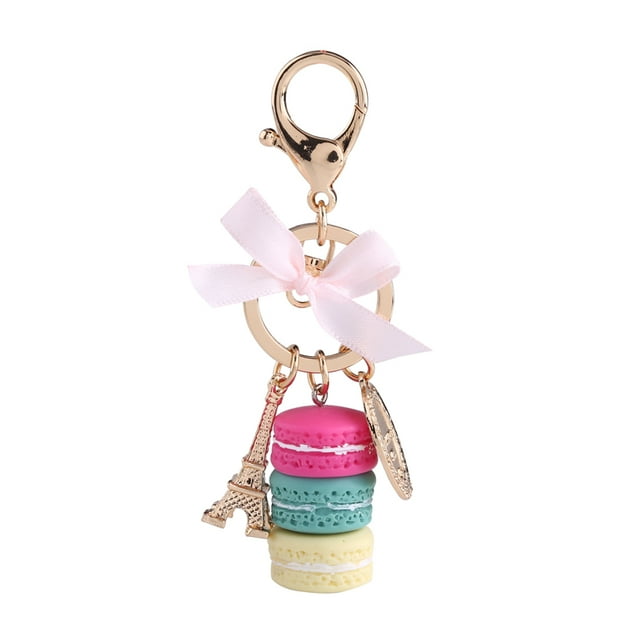 Colorful Mignon Macaron Eiffel Tour Porte-Clés Sac Pendentif Voiture Charme Décoration (Rose Rouge)