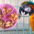 thumbnail image 1 of Flmtop Pet Bird Parrot Cage Feeding Device Toy Rotating Round Wheel Plastic Food Box Purple, 1 of 5