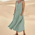 thumbnail image 5 of Baqcunre Womens Dresses,Womens Solid Color Round Neck Pockets Casual Long Dress Daily Tank Dress Holiday Dresses for Women,Long Dresses for Women Casual Dresses for Women Mint Green L, 5 of 5