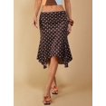 thumbnail image 2 of Womens Multicolor Polka Dot Asymmetrical Ruched High-Low Flowing Midi Skirt, Boho Elegant Summer Vacation Skirt, 2 of 6