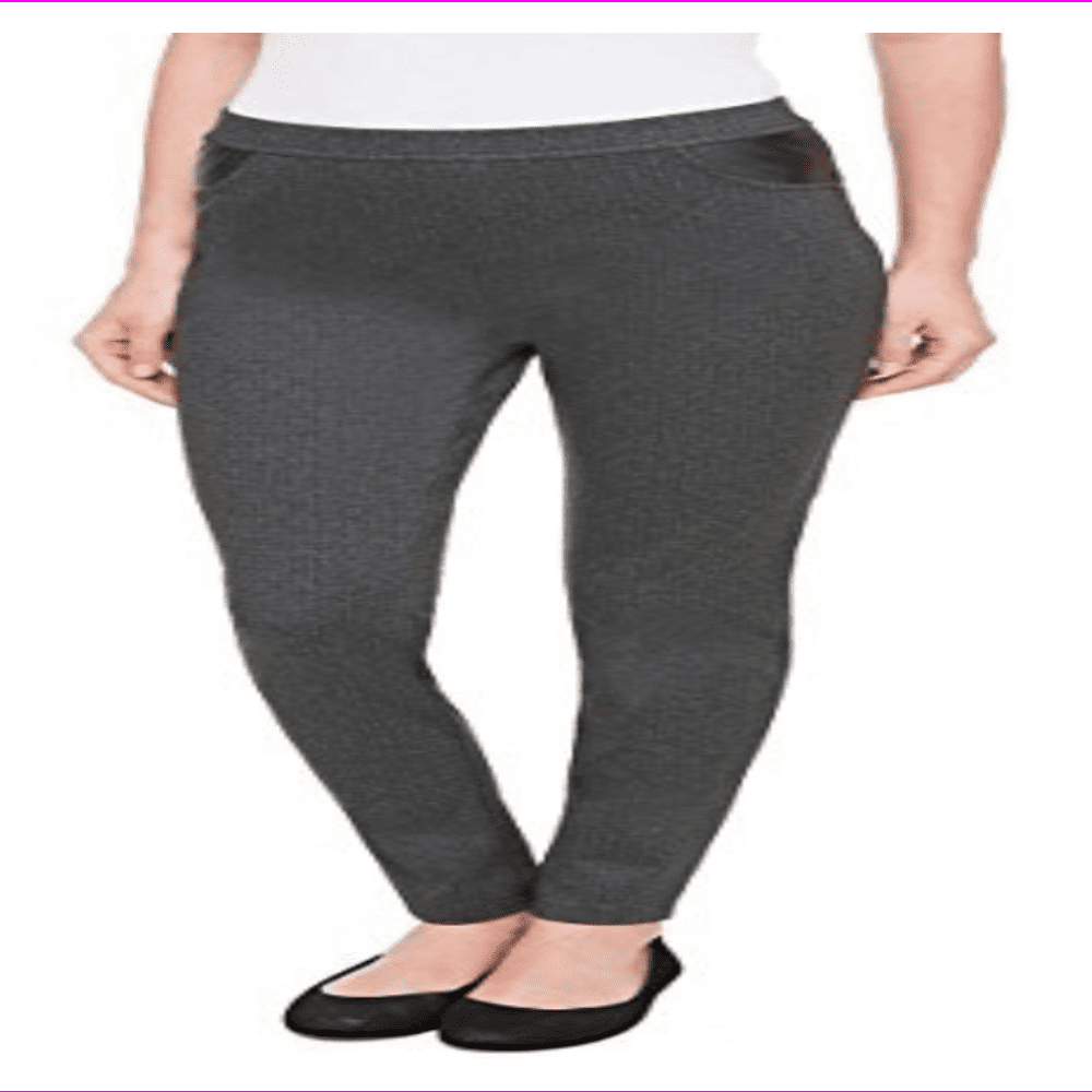 DKNY Ladie's Pull On Skinny Leg Mid-rise Pants L/Charcoal - Walmart.com