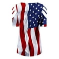 thumbnail image 4 of Brnmxoke Lace Cold Shoulder American Flag T-Shirts for Women Plus Size July 4th Independence Day Graphic Tees Tops Half Zipper Short Sleeve Trendy Star Striped 4th of July Shirts, 4 of 5