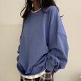 thumbnail image 7 of Women's Oversized Sweatshirt Crew Neck Long Sleeve Soft Cotton Baggy Pullover Solid Color Tunic Tops, 7 of 7