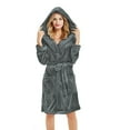 thumbnail image 3 of Women Robes Plush Robes For Women With Warm Fleece Hooded Bathrobe Soft Long Spa Robe With Pockets Woman Flannel Pajamas, 3 of 7