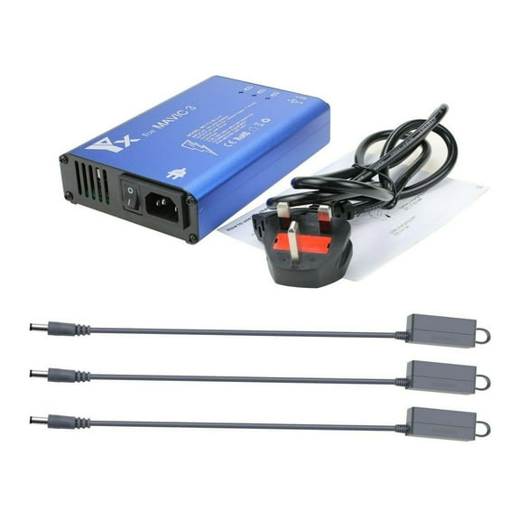 Universal Drone Battery Charger Simultaneously Charges 3 Batteries, DC 17.6V/12A Output, USB Output DC 5V/3A