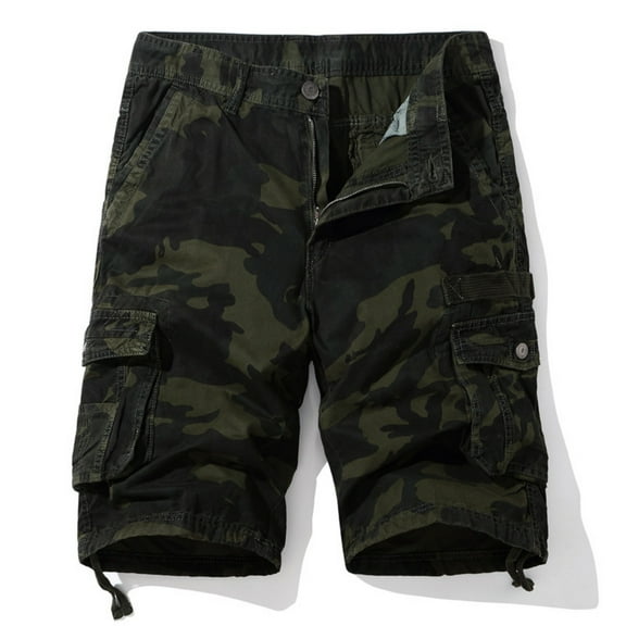 Men's Camo Cargo Shorts Cotton Army Green S