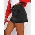thumbnail image 2 of Black Denim Mini Skort Skirt Stretch Mid Waist Y2K Casual Jean Skort For Women, 2 of 5