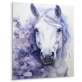 thumbnail image 2 of Designart "violet White Horse Contours Pointillism" Animals Metal Wall Art, 2 of 5
