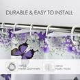 thumbnail image 6 of HVEST Purple Floral Butterfly Shower Curtain, Garden Flower Plant Spring Shower Curtain - Rustic Wildflower Bathroom Decor, Waterproof Polyester Fabric, Includes 10 Hooks, 60x72 Inches, 6 of 9
