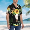 thumbnail image 5 of Bixox Men's Hawaiian Shirts Men's Sunflower Skull Boho Watercolor Background Print Short-Sleeve Shirt-3X-Large, 5 of 8