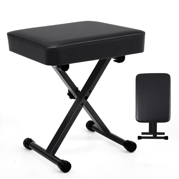 CONCETTA Portable Piano Bench Stool, Height Adjustable Keyboard Bench, Modern Bench for Living Room, Bedroom, Hallway, Black