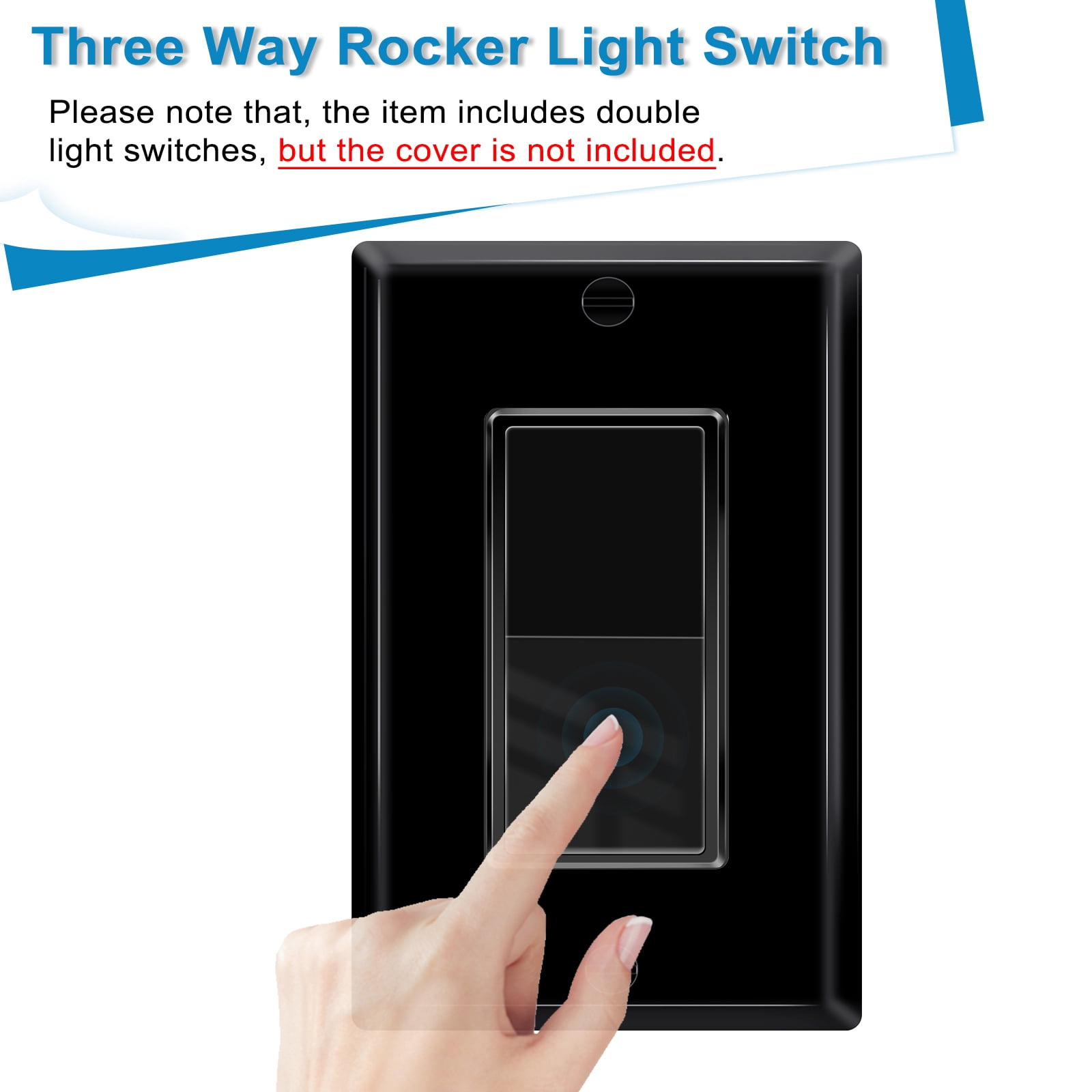 Greencycle Black 3 Way Light Switch, 8PK Three Way & Single Pole Switches, 15A 120-277V Black Rocker Paddle Wall Switch, On Off Switches for Residential & Commercial, Self-Grounding UL Listed