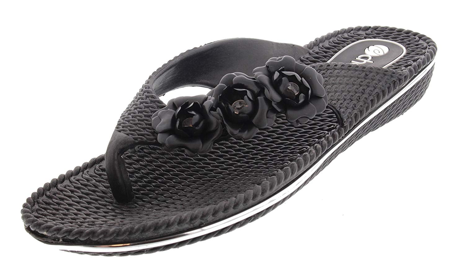 black dressy flip flops