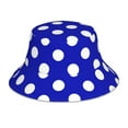 thumbnail image 3 of Daiia Blue And White Polka Dot Pattern Bucket Hat - Trendy Cotton Sun Hat for Beach, Golf, Fishing - Fun Outdoor Vacation Boonie for Men and Women, 3 of 9