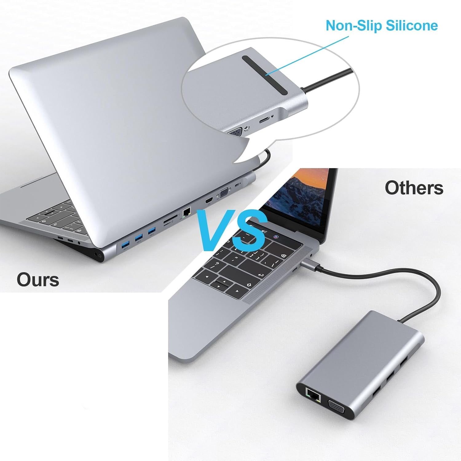 USB C Docking Station for Laptop, USB C Hub 10 in 1 USB C Adapter Docking Station with 4K HDMI & VGA, 3 x USB 3.0, Gigabit Ethernet RJ45 LAN, USB C PD, SD/TF Card Reader, 3.5mm Audio/Mic