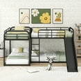 thumbnail image 2 of Harper & Bright Designs L-Shaped Bunk Bed, Full and Twin Size Bunk Bedframe with Slide and Short Ladder for Bedroom, Black, 2 of 12