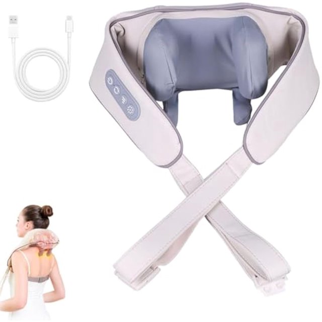 Noxa Massager - 2025 New Noxa Neck and Shoulder Massager, Neck and Shoulder Massagers, 3-Speed Adjustable Modes, Cordless Desig Lymphatic Necks Massagers (Off-White)
