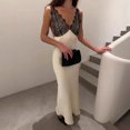 thumbnail image 6 of Black Slip Dress With Lace Bodice And Satin-Like Sheen, Bodycon Fit For Formal Events, 6 of 8