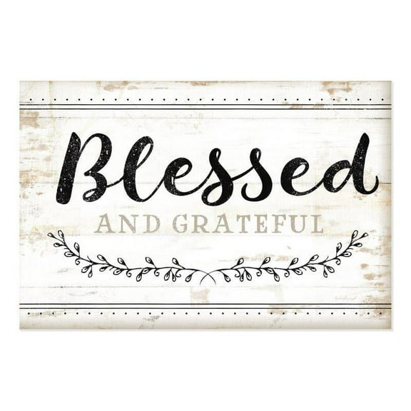Blessed And Grateful Rustic Wood Style Wall Sign 12x18