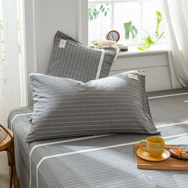 Jinsinto Cotton with Square Inch, Set of 2 Pillowcases, Soft and Sumptuous Satin Weave