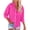 Hot Pink women 3/4 sleeve button down shirt a1, variant on Women Summer Fall 3/4 Sleeve Button Down Blouse Casual Solid Basic Loose Shirt Collared Tops Dressy Vacation Fashion Clothes, Pink S