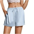 thumbnail image 5 of Simua Women's Silk Satin Pajama Shorts Soft Casual Striped Sleep Shorts Summer Lounge Sleep Pj Short with Pockets, 5 of 6