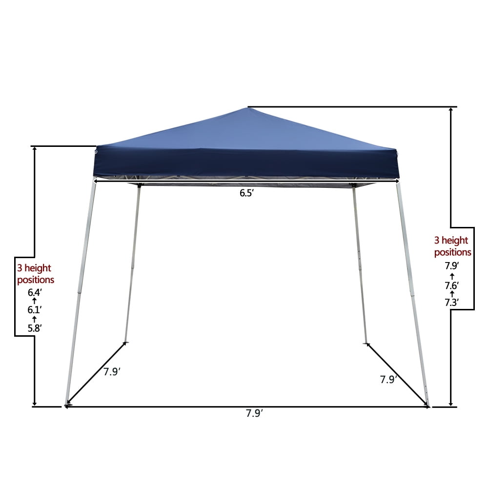 7.9x7.9ft Outdoor Pop Up Canopy Tent with Adjustable Height, Portable Folding Lightweight Gazebo Shade Tent with Powder Coated Steel Frame for Beach, Patio, Deck, Weather Proof, Easy Assembly, Blue