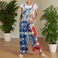 thumbnail image 3 of Iaqnaocc 4th Of July Outfits for Women Patriotic American Flag Floral Print Sleeveless Wide Leg Jumpsuits for Women Summer Adjustable Strap Loose Fit Flag Jumpsuits Rompers Sky Blue 5XL, 3 of 6
