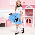 thumbnail image 2 of Staki Girls 50s Outfit Girls 1950s Poodle Skirt Costume Set, 4PCS Sock Hop Outfit, Retro 50s Dress Up Costume for Halloween, School Party 2T 3T 4T Light Pink,6-7 Years, 2 of 5