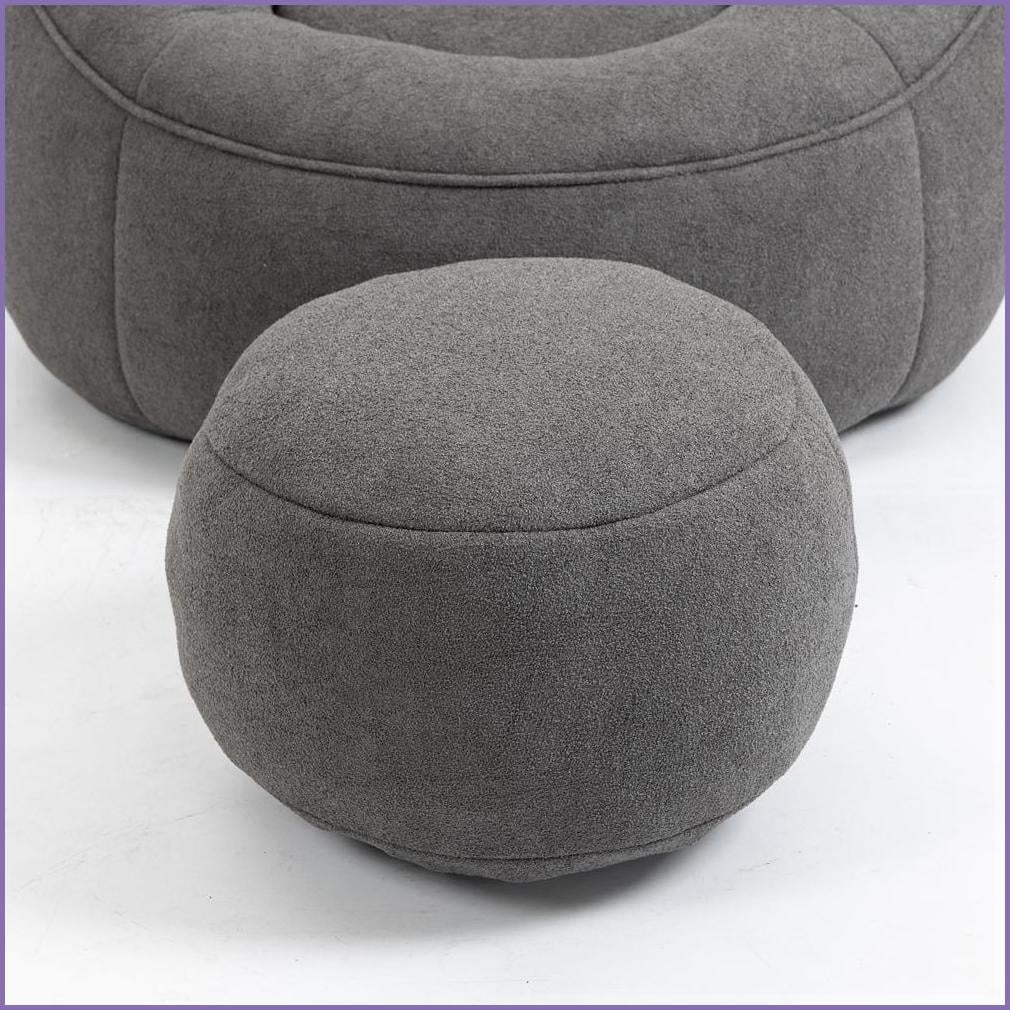 Adult Bean Bag Chair with Footrest – Soft Compressed Foam for Living Room & Bedroom | Gray | Microfiber
