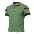 thumbnail image 3 of Havenx Mens Polo Shirts Short Sleeve 3-Button Shirt Camo Printed Raglan Collared T-Shirt Classic Fit Summer Work Business Wear,Camouflage Green 2XL, 3 of 5