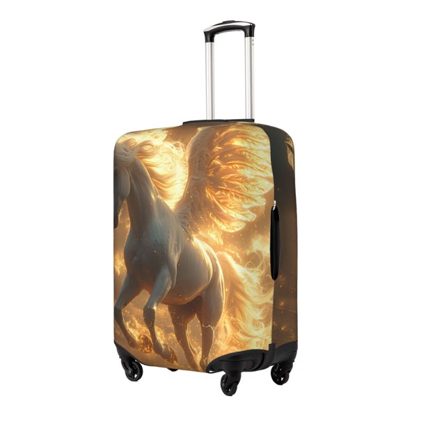Fotbe Golden Winged White Horse Funda Protectora para Equipaje, Antirrayones y Resistente a la Suciedad, Compatible con Maletas de 18 a 32 Pulgadas-Small