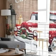 thumbnail image 5 of Red Truck Christmas Sheer Curtains 63 Inch Length 2 Panels Set, Semi Transparent Voile Rod Pocket Curtains for Living Dining Room Bedroom Drapes Xmas Tree Snowflake Gifts Winter Wooden, 5 of 8