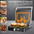 thumbnail image 3 of Panini Press, 4 Slice Grill Sandwich Maker and Griddle Grill Combo with Non-Stick Plates, Opens 180° for Indoor BBQ /Flat Top Grill, Stainless Steel, 1200W, 3 of 9