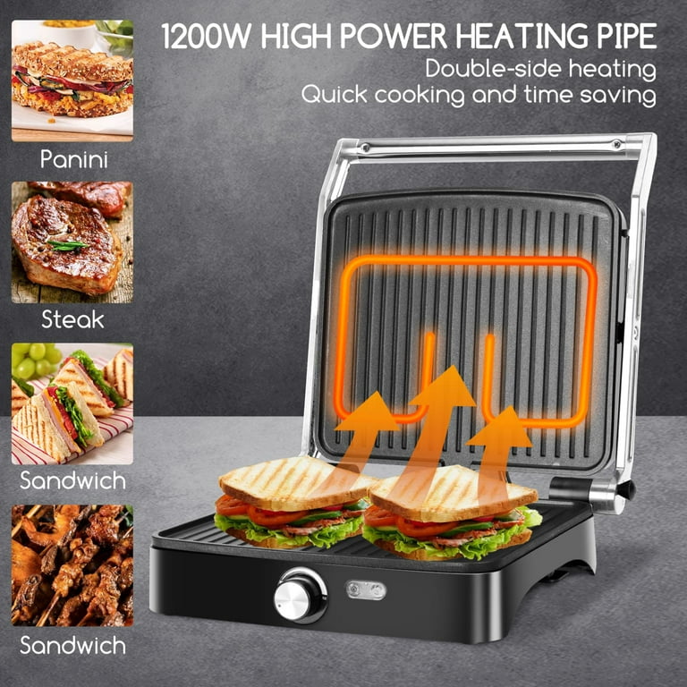 CACHOO Panini Press, Slice Sandwich Maker, Non-Stick Griddle