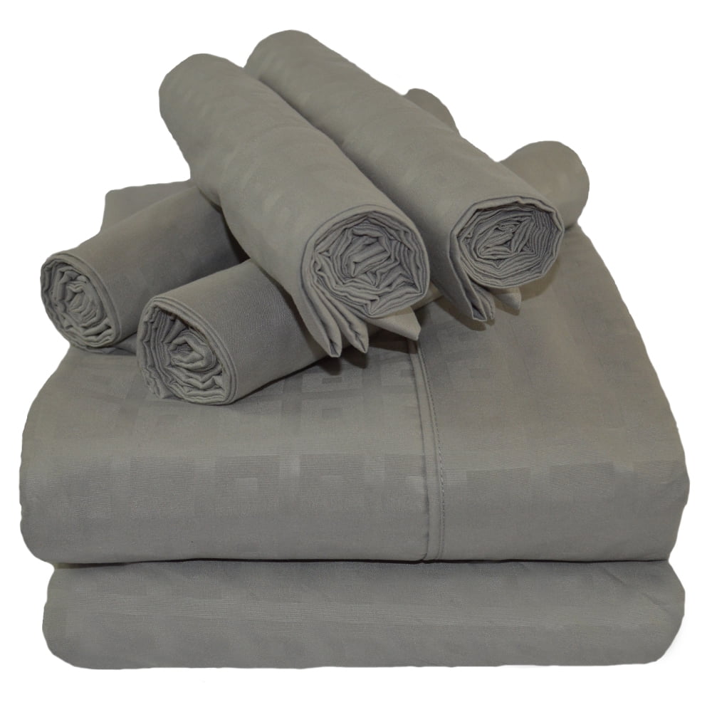 Victoria Valenti Embossed Bed Sheet Set with 4 Pillow Cases, Double Brushed and Ultra Soft with