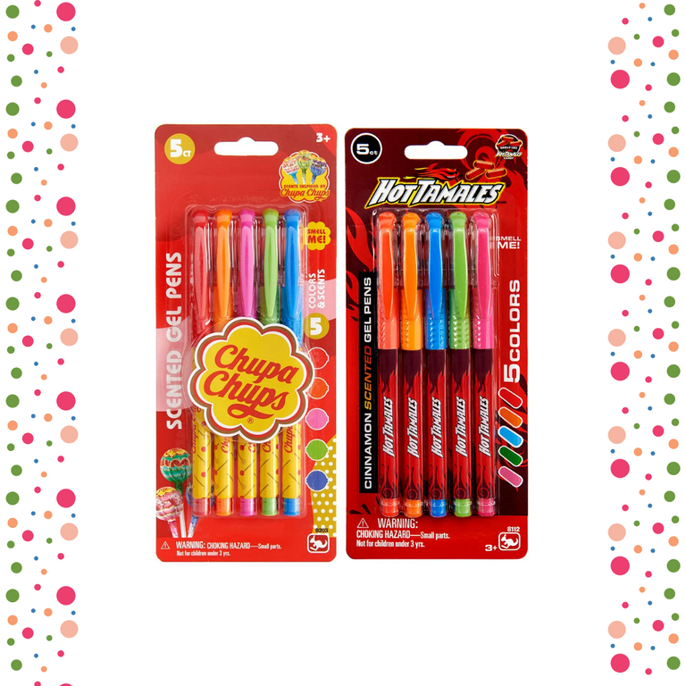 Scented Gel Pen Two Pack Gift Set - Chupa Chups and Hot Tamales - 5 Count