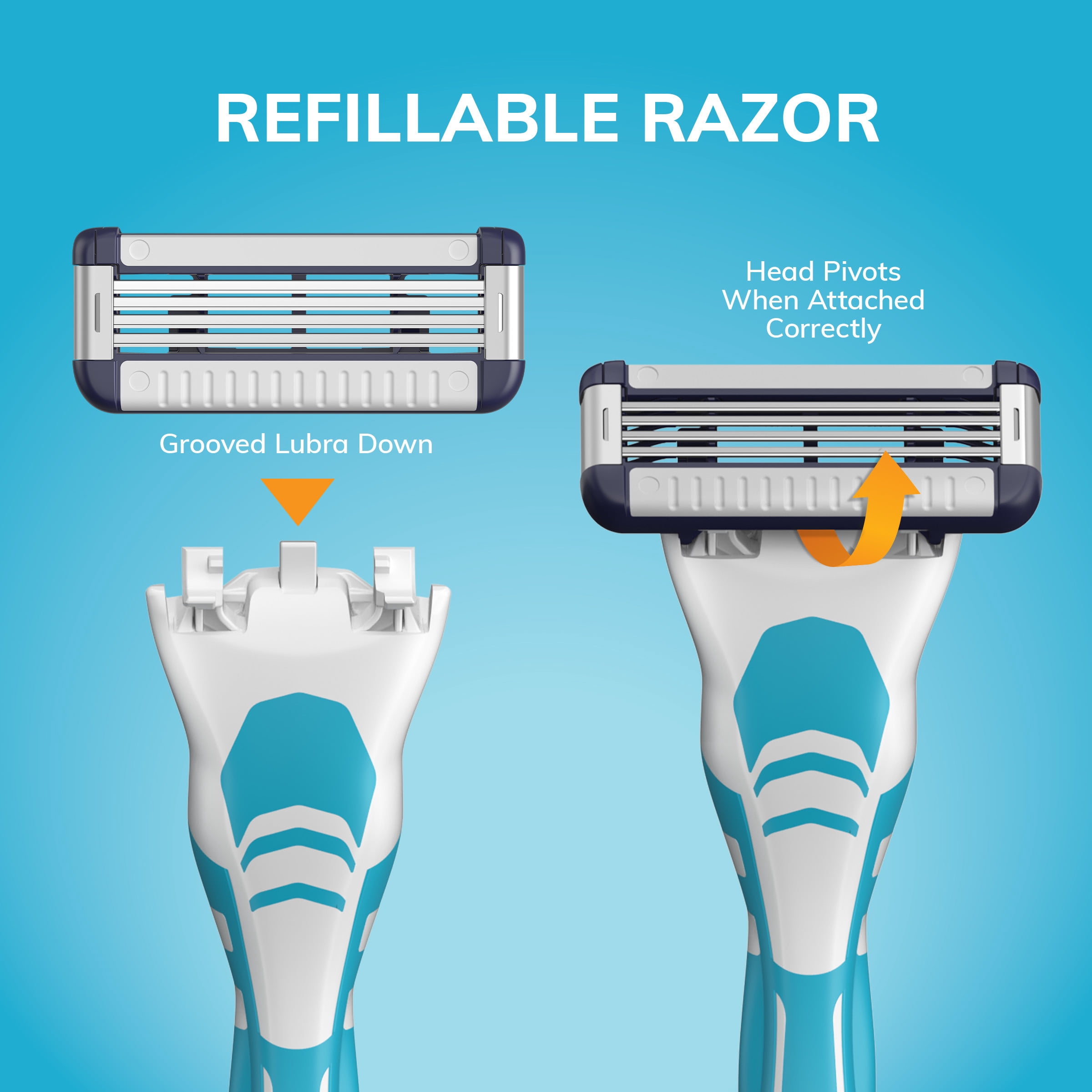 BIC EasyRinse Sensitive Anti-Clogging, Refillable Men's Razors With 4 Blades, 1 Handle and 9 Refill Razor Cartridges