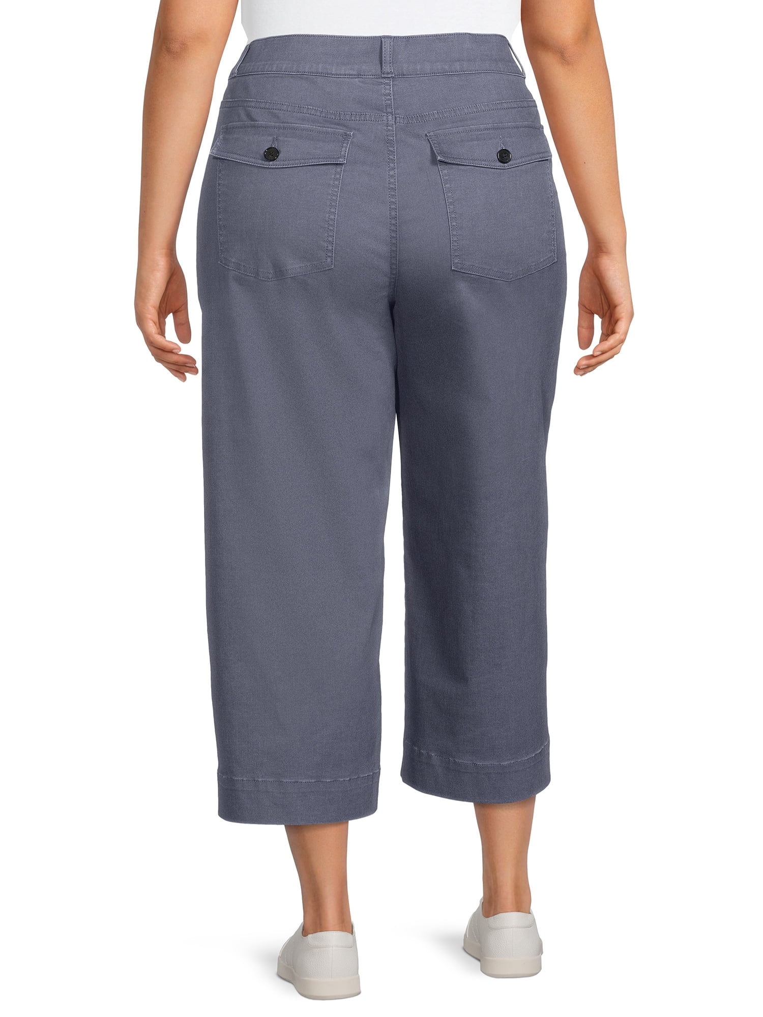 Terra & Sky Women's Plus Size Pull-On Wide-Leg Cropped Pants