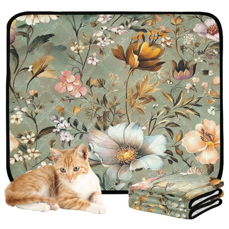 Washable Pet Pee Pads with Super Absorbent Reusable Training Pads for Dogs & Cats Pastel Vintage Floral