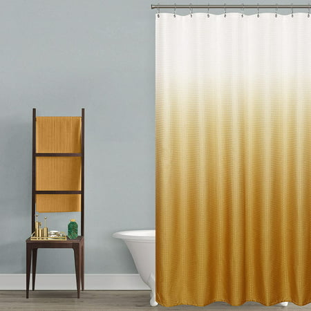 Shower Curtain Gold Accents Bathroom, Mustard Yellow Fabric Shower Curtain