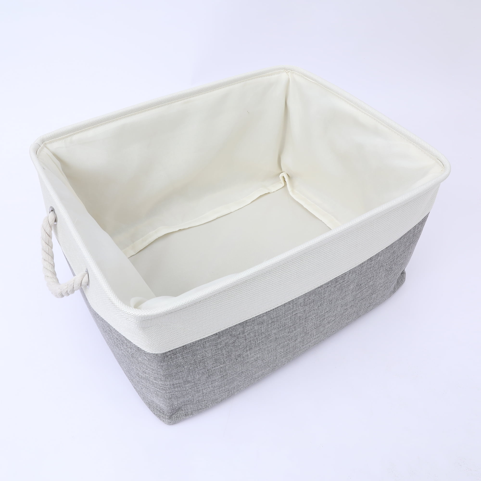 Unique Bargains Fabric Storage Cube Storage Bin Storage Basket Grey/White 19.7*15.7*12in