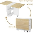 thumbnail image 5 of GAOMON Space-Saving Folding Dining Table with Drop Leaf, 6 Wheels & 2-Layer Storage Shelf, Versatile Table for Small Apartments, Pear Wood, 5 of 9