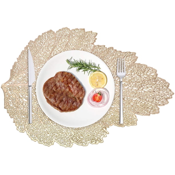 Manteles individuales de PVC, manteles individuales lavables, manteles individuales antideslizantes, manteles individuales plateados, manteles individuales plateados para la mesa del comedor de la