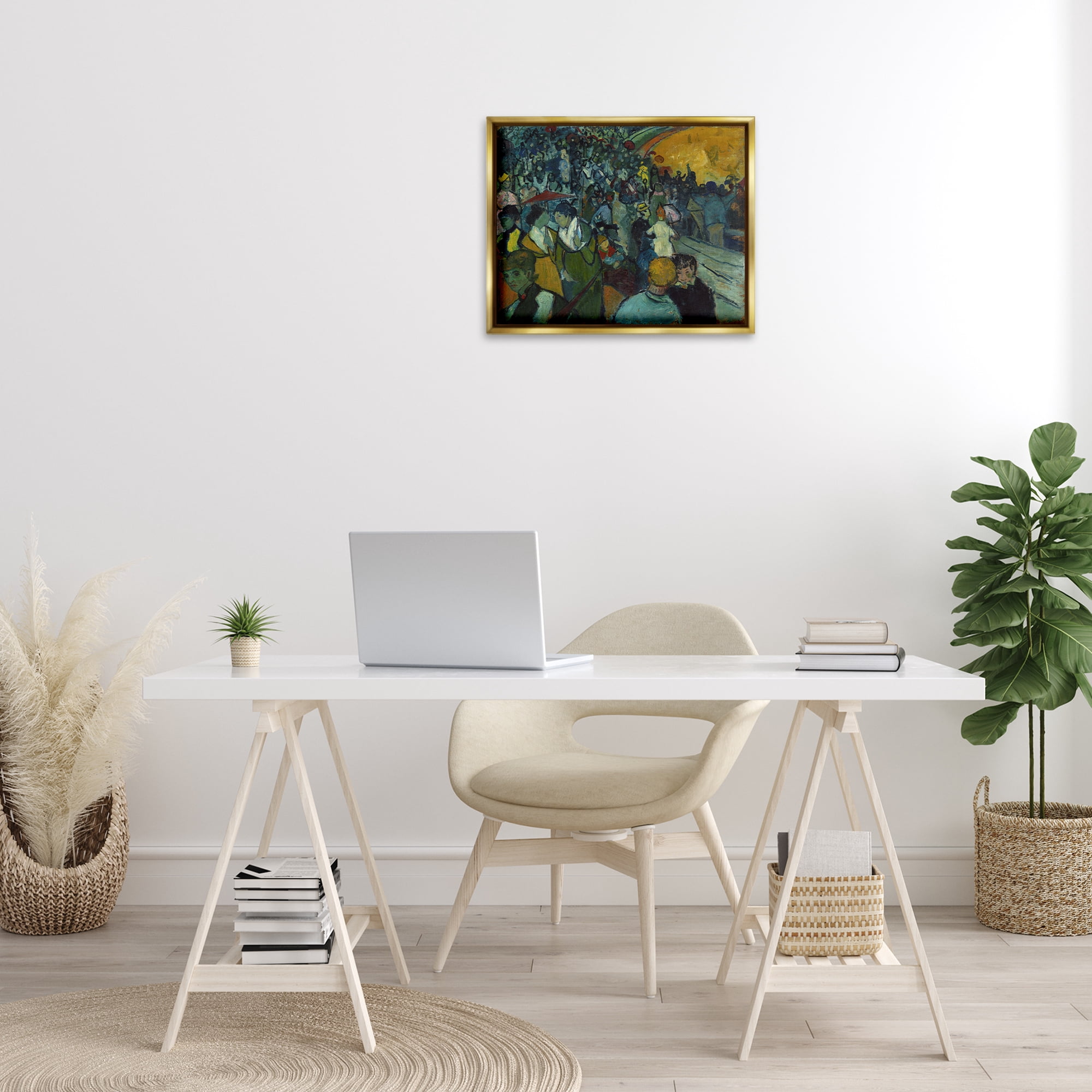 Stupell Industries Classical Van Gogh Arena People Painting Gold Floater Framed Canvas Art Print Wall Art, 21 x 17