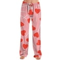 thumbnail image 2 of UoCefik Valentines Women's Pajamas Love Heart Print Graphic Wide Leg Pajama Pants Comfy Sleep Pj Bottoms Plus Size Drawstring High Waist Sweatpants Winter Lounge Pants Gym Hot Pink 3XL, 2 of 7